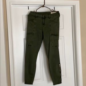 New green kale stretchy jeans